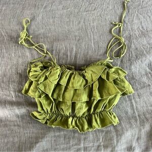 Reformation linen ruffle crop